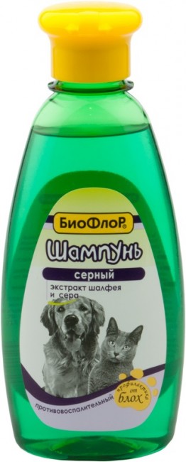 БиоФлор шампунь Серный противовоспалительный  для собак и кошек 245мл