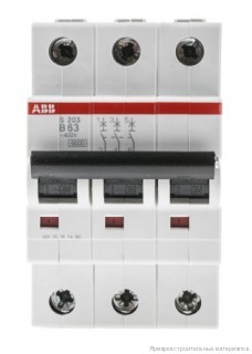 S203/B63 ABB(АББ)Автоматический выключатель 3п63A, 6kA 2CDS253001R0635