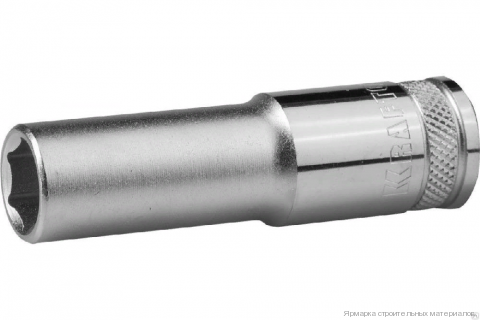 Головка торцовая удлиненная хромосатинированная (1/2in 10 мм) FLANK  Kraftool 27807-10 Головка торцовая удлиненная хромосатинированная (1/2in 10 мм) FLANK  Kraftool 27807-10