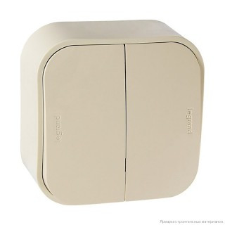 Выключатель 2 клавишный 10A Слоновая кость Legrand Quteo 782232