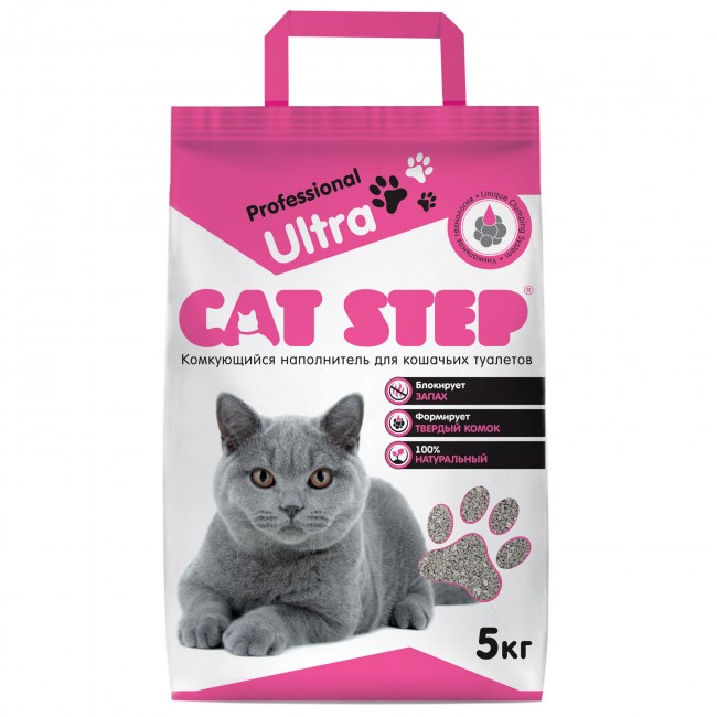 Наполнитель CAT STEP Professional Ultra, 5 кг комкующийся минеральный 
