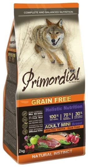Корм для собак Primordial Adult Mini Breed Утка, форель 400 г