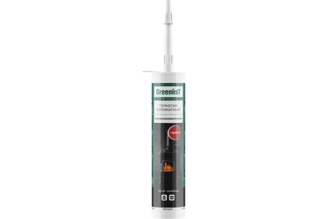 Герметик силикатный GreenesT Fire Sealant +1500°С для печей и каминов 260 мл.