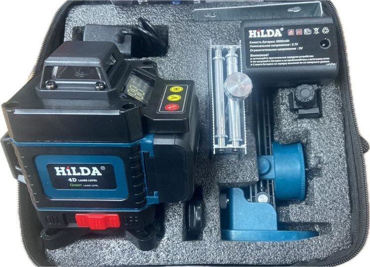 Уровень лазерный Hilda 4D Laser Level с дисплеем, зеленый луч, аккумулятор 2шт 3Ач Уровень лазерный Hilda 4D Laser Level с дисплеем, зеленый луч, аккумулятор 2шт 3Ач