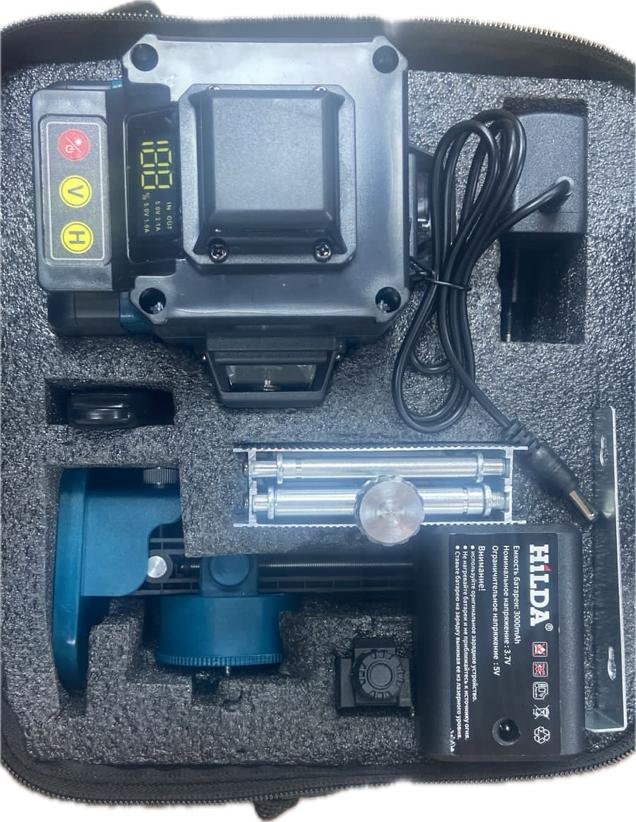 Уровень лазерный Hilda 4D Laser Level с дисплеем, зеленый луч, аккумулятор 2шт 3Ач Уровень лазерный Hilda 4D Laser Level с дисплеем, зеленый луч, аккумулятор 2шт 3Ач
