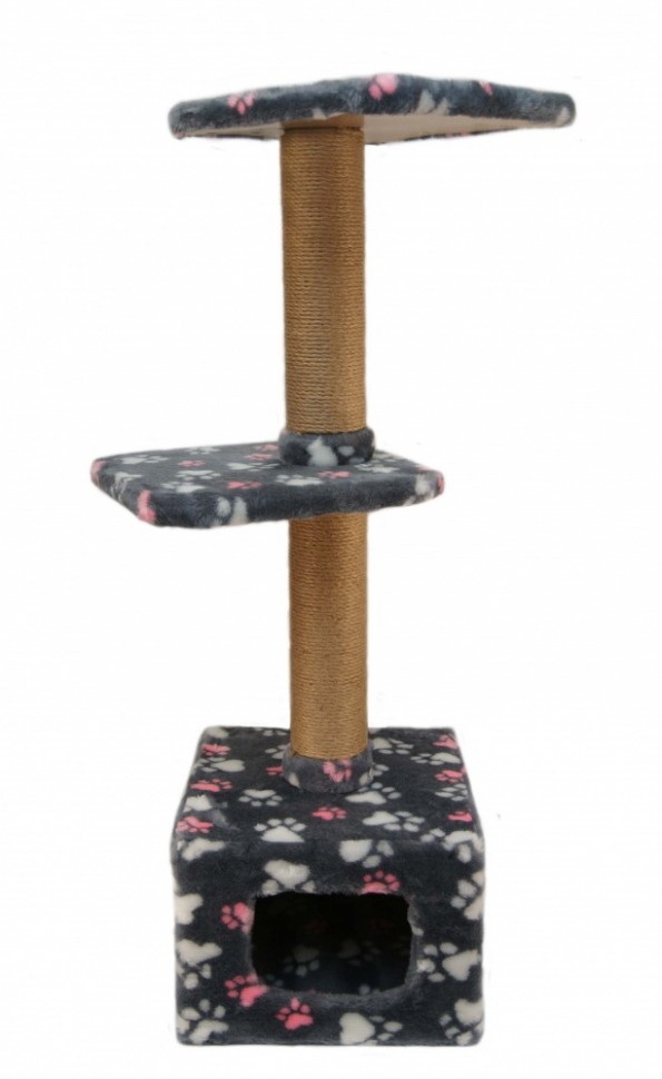 Игровой комплекс для кошек с домиком и двумя полочками "Хола" 35*35*110 см