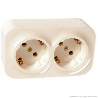 Розетка двойная 2Х2К+З Слоновая кость Legrand Quteo 782243