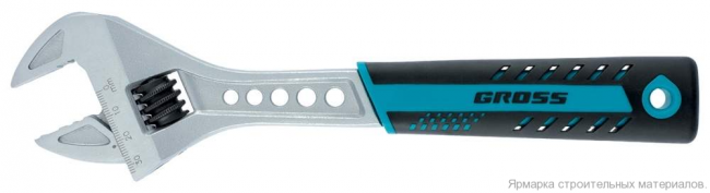 Ключ разводной, 200 мм,CrV, двухкомпонентная ручка GROSS 15561