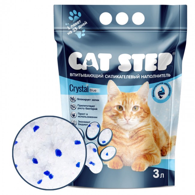 Наполнитель CAT STEP Crystal Blue, 3 л				