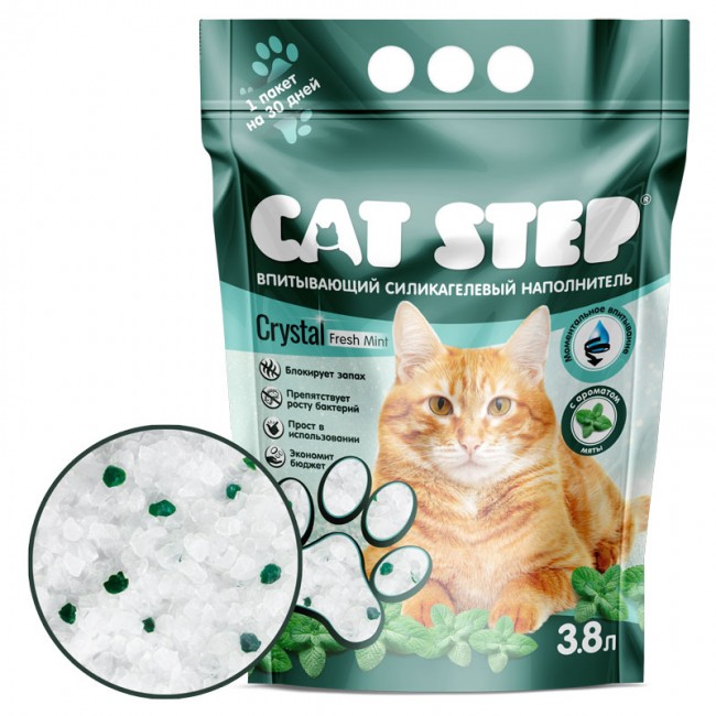 Наполнитель силикагелевый CAT STEP Crystal Fresh Mint 3,8 л				