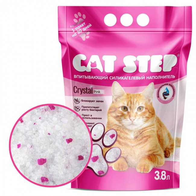 Наполнитель силикагелевый CAT STEP Crystal Pink 3,8 л				