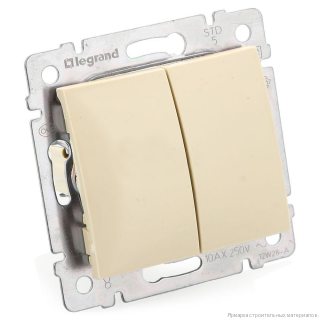 Выключатель 2 клавишный  10A Слоновая кость Legrand Valena 774305