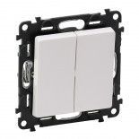 752005 Legrand Выключатель двухклавишный 10A+Клавиша 755020 Legrand Valena Life (Белый)