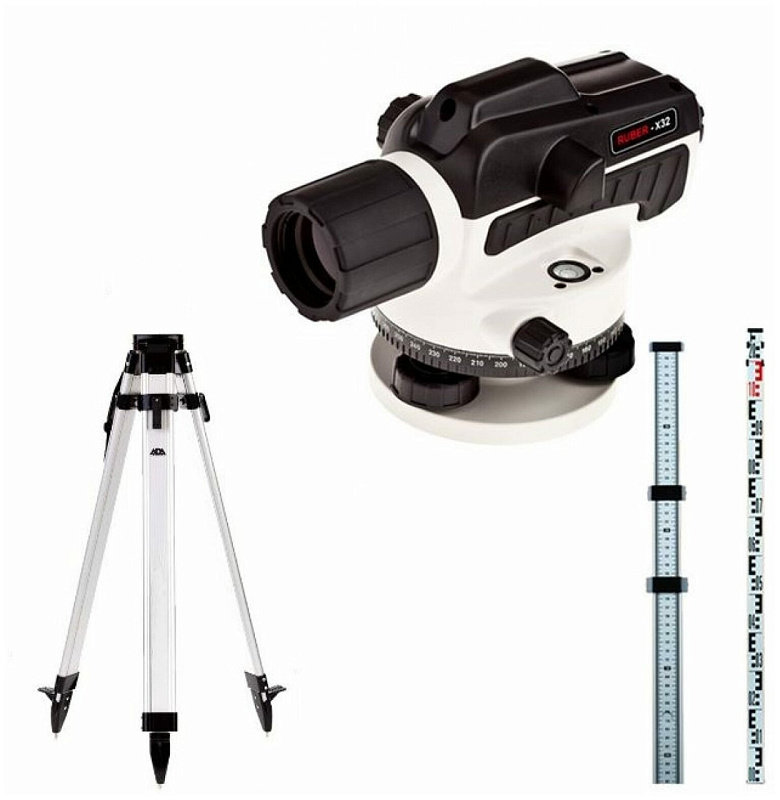 Комплект ADA: нивелир Ruber 32 с поверкой + рейка STAFF 3 + штатив на клипсах Light А00201_К1 Комплект ADA: нивелир Ruber 32 с поверкой + рейка STAFF 3 + штатив на клипсах Light А00201_К1