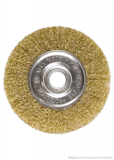 Щетка для УШМ, 150 мм, посадка 22,2 мм, плоская, латунированная витая проволока // MATRIX 74664