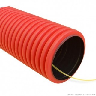 Труба гофрированная(гофра) двустенная 110 мм с протяжкой красная(50м)