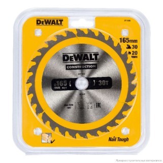 Пильный диск CONSTRUCTION по дереву с гвоздями 165/20 30 ATB +10° DEWALT DT1935-QZ