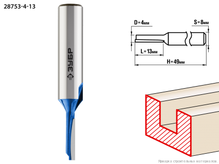 Фреза пазовая прямая серия Зубр «ПРОФЕССИОНАЛ» 28753-4-13